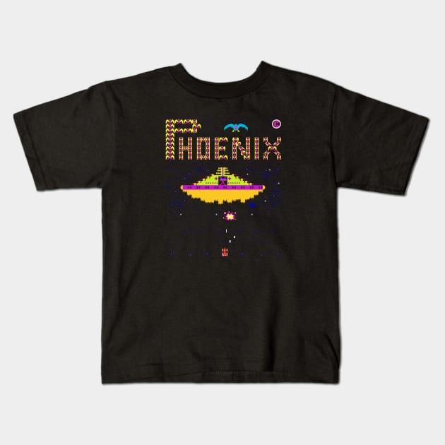 Mod.2 Arcade Phoenix Space Invader Video Game Kids T-Shirt by parashop